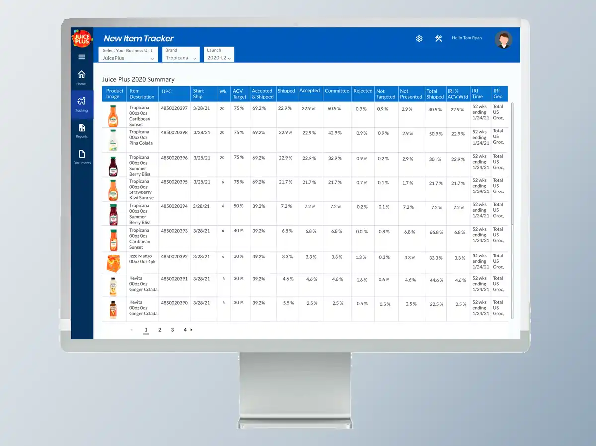 At-a-glance app dashboard — forecasting or order view