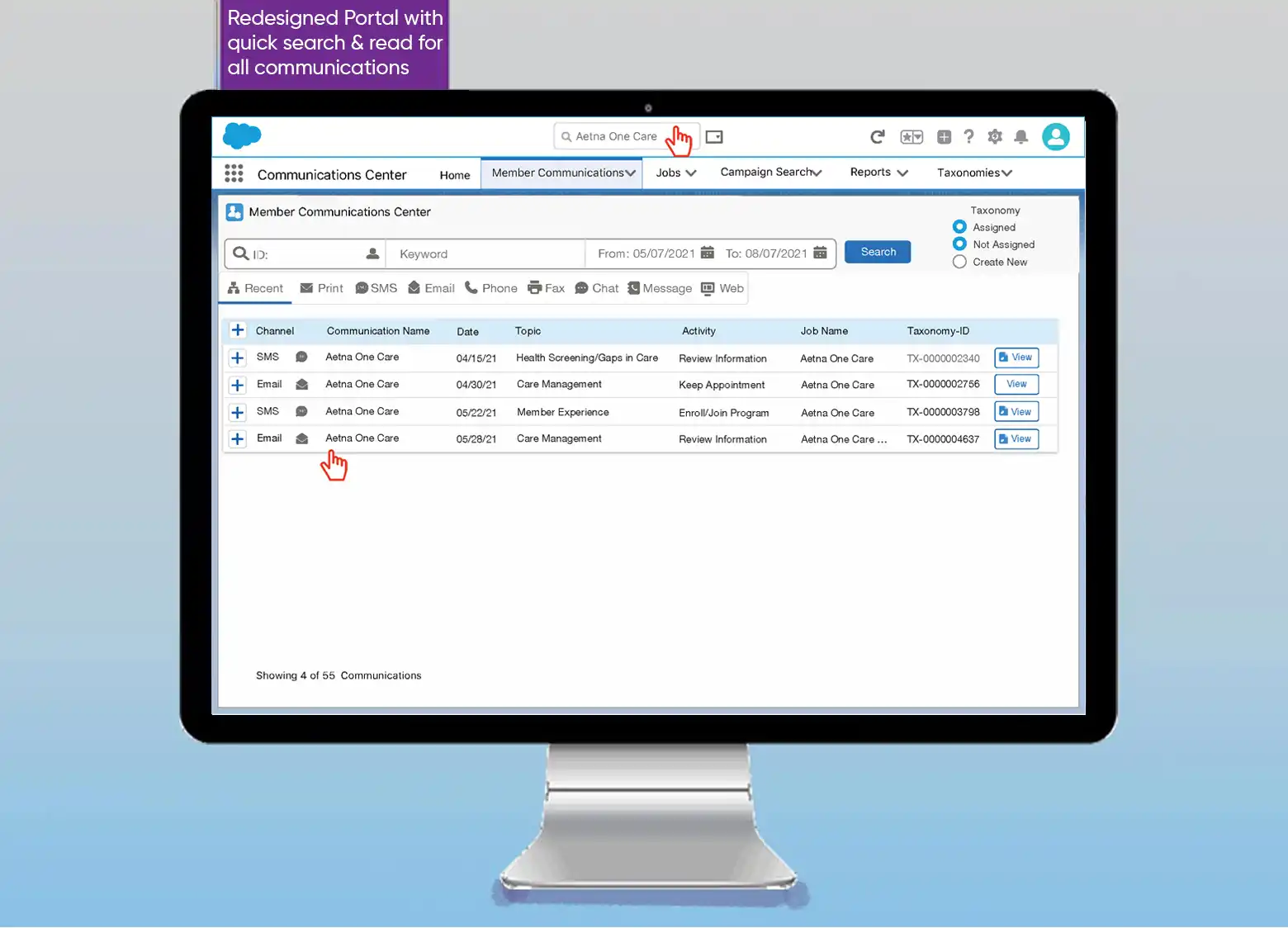 Unified communication view interface